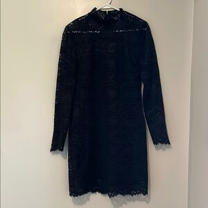 Wayf Black Long Sleeve Mock Neck Sheath Dress M